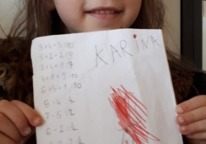"Zadanie matematyczne" wykonane przez Karinę